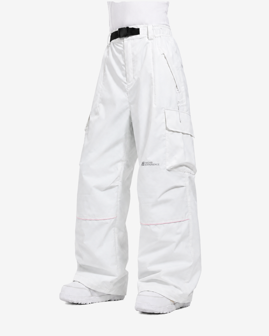 Baggy Ski Pants Women — white front view on #F5F5F5 background