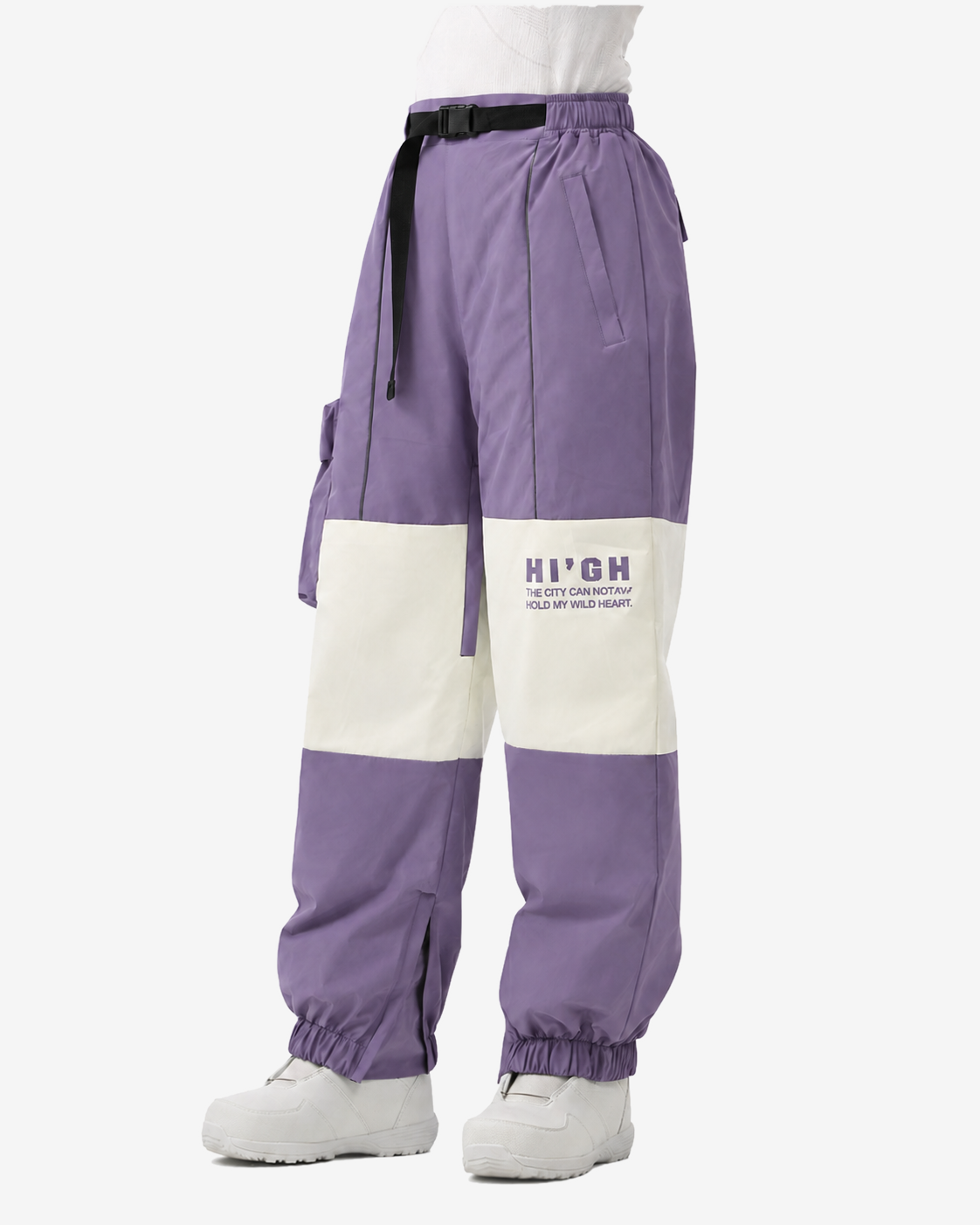 Baggy Ski Pants Women — purple front view on #F5F5F5 background