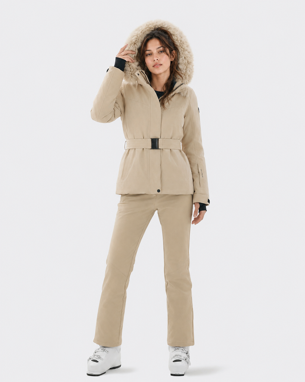 Slim Fit Belted Ski Jacket Women