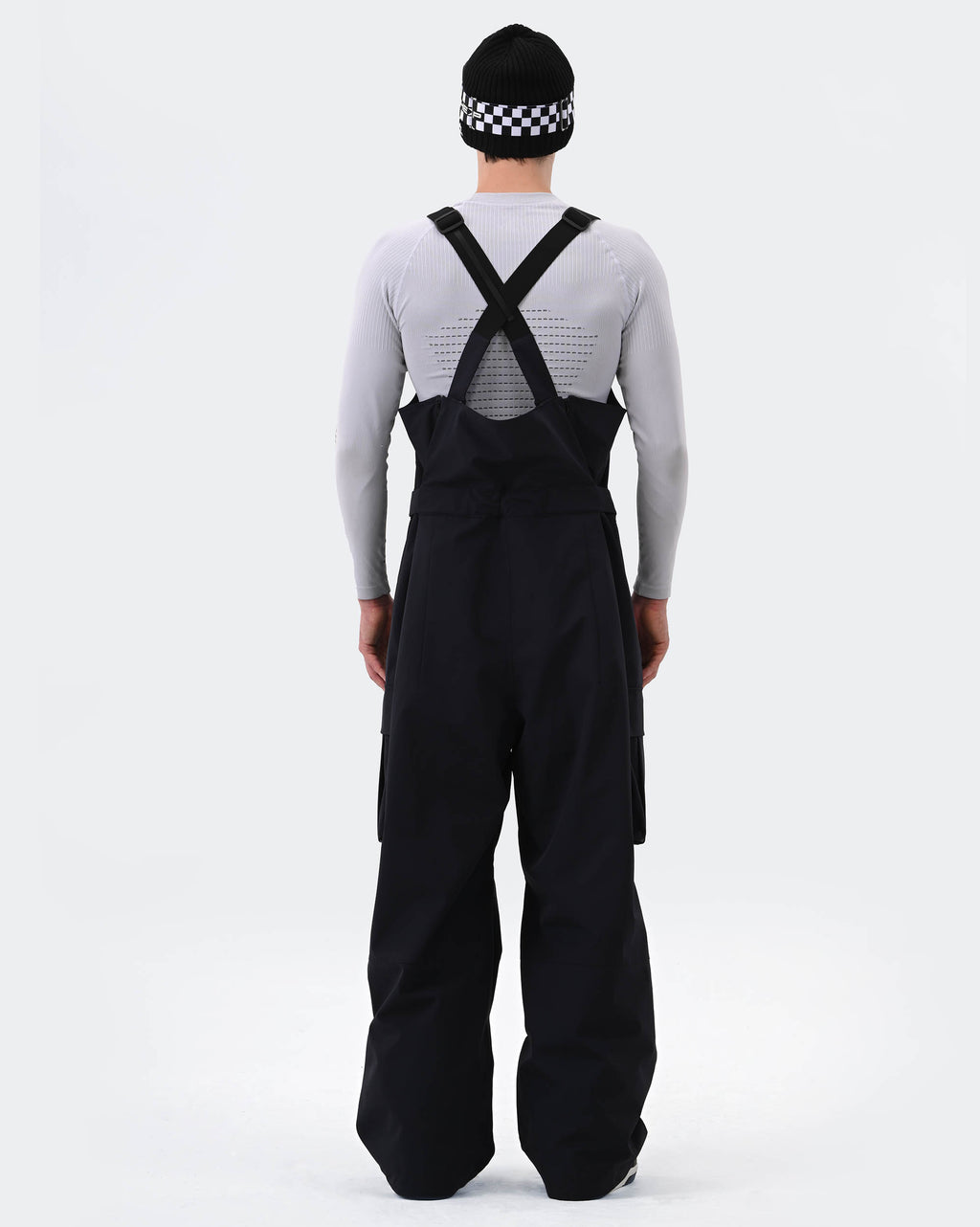 Navy Blue 3L snowboard bibs back view – men's ski bib pants
