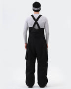 Black 3L snowboard bibs back view – men's ski bib pants
