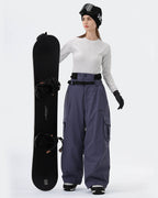HIGH EXPERIENCE Baggy Snowboard Pants Purple - Lifestyle
