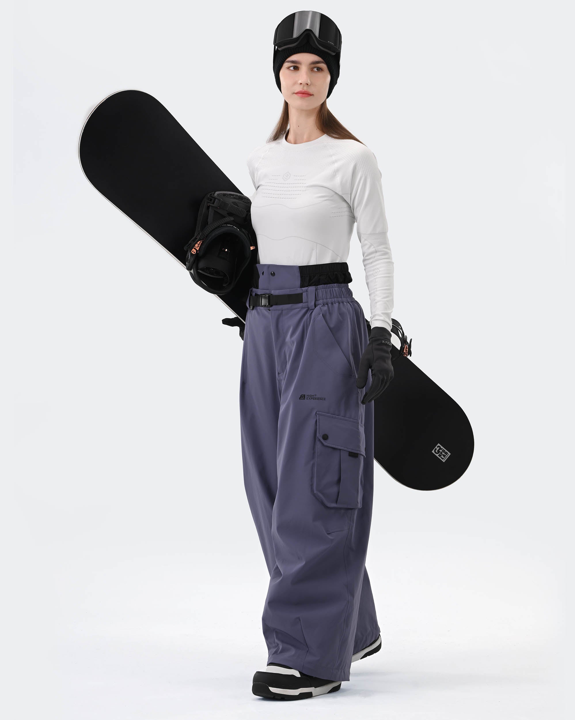 HIGH EXPERIENCE Waterproof Ski Pants Purple Women Men - Detail
