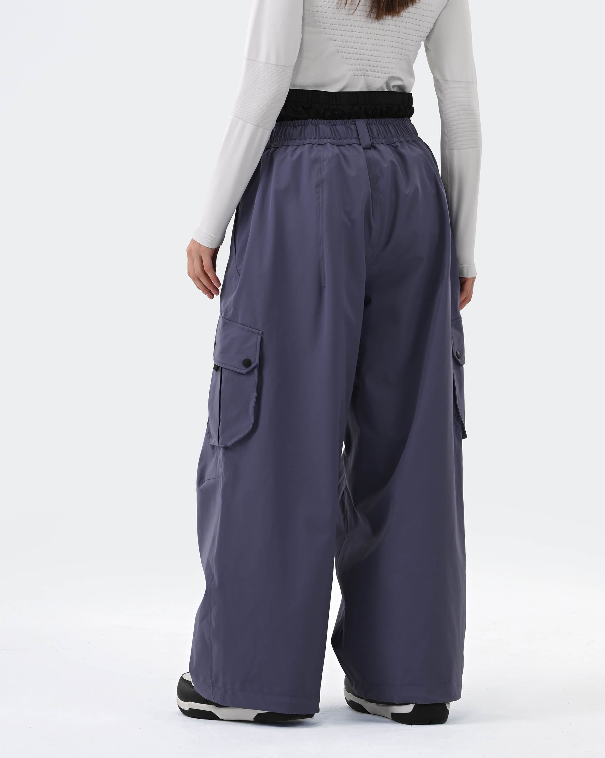 HIGH EXPERIENCE Baggy Ski Snowboard Pants Purple - Back View
