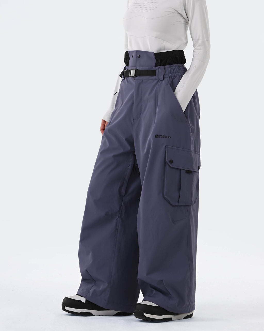 HIGH EXPERIENCE Baggy Ski Snowboard Pants Purple - Side View
