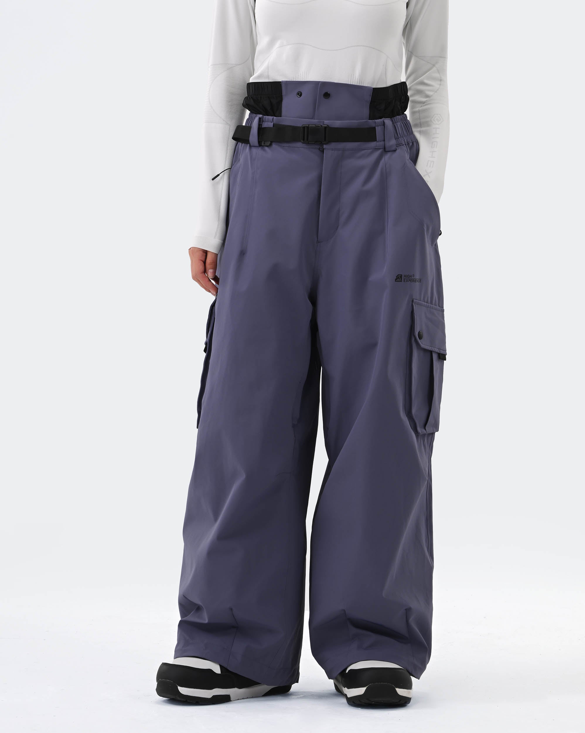 HIGH EXPERIENCE Baggy Ski Snowboard Pants Purple - Front View
