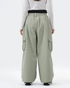 HIGH EXPERIENCE Baggy Ski Snowboard Pants Sage Green - Back View
