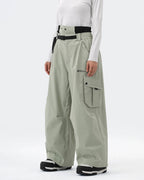 HIGH EXPERIENCE Baggy Ski Snowboard Pants Sage Green - Side View
