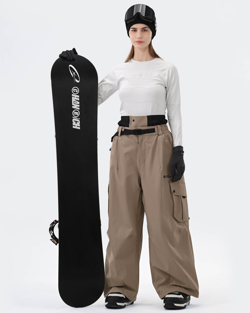 HIGH EXPERIENCE Baggy Snowboard Pants Khaki - Lifestyle
