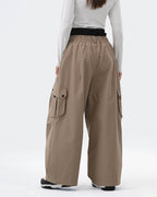 HIGH EXPERIENCE Baggy Ski Snowboard Pants Khaki - Back View
