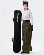 HIGH EXPERIENCE Baggy Snowboard Pants Army Green - Lifestyle
