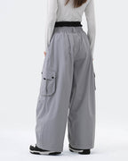 HIGH EXPERIENCE Baggy Ski Snowboard Pants Gray - Back View
