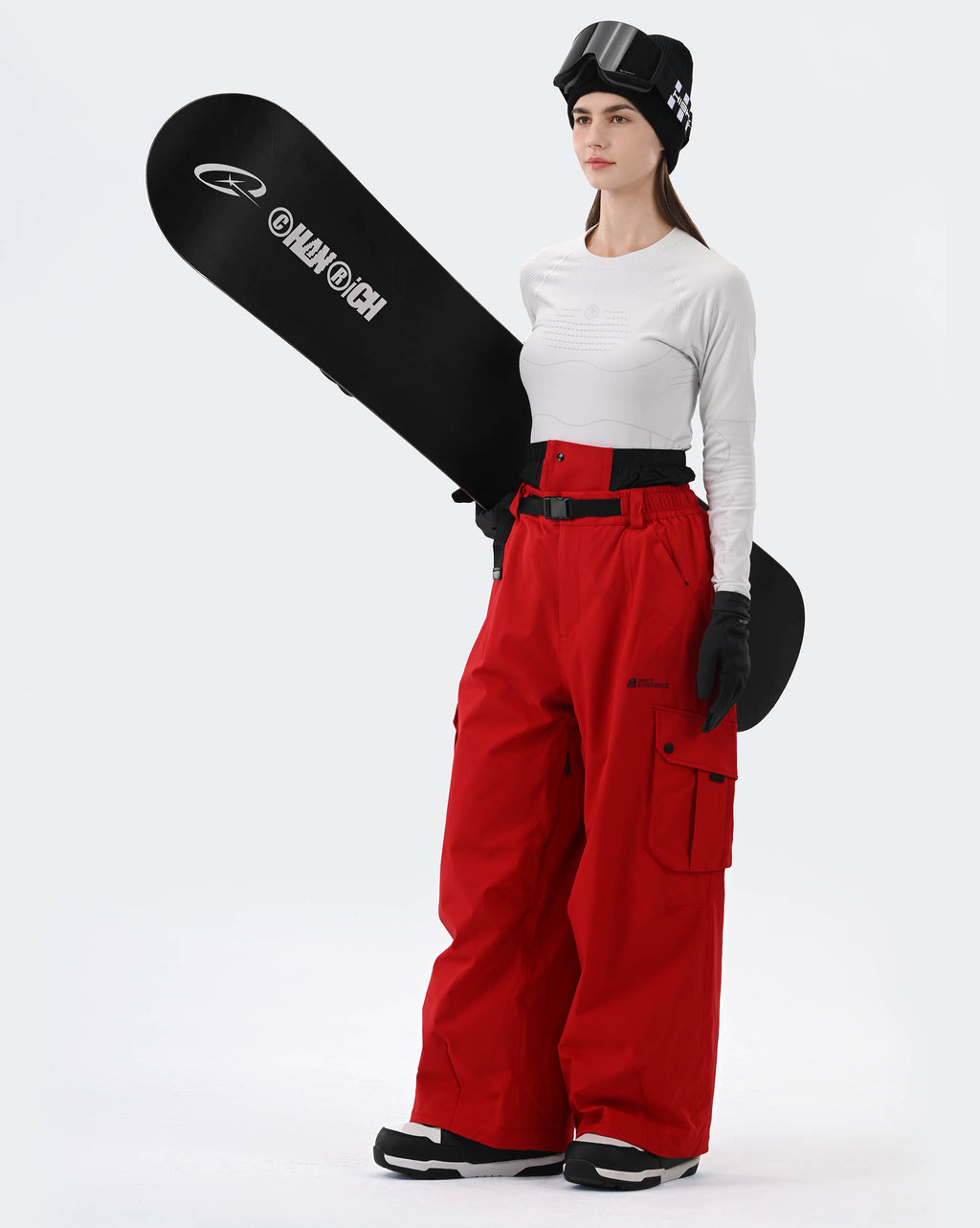 HIGH EXPERIENCE Waterproof Ski Pants Red Women Men - Detail
