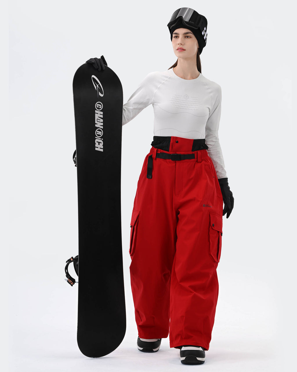 HIGH EXPERIENCE Baggy Snowboard Pants Red - Lifestyle
