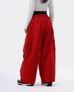 HIGH EXPERIENCE Baggy Ski Snowboard Pants Red - Back View
