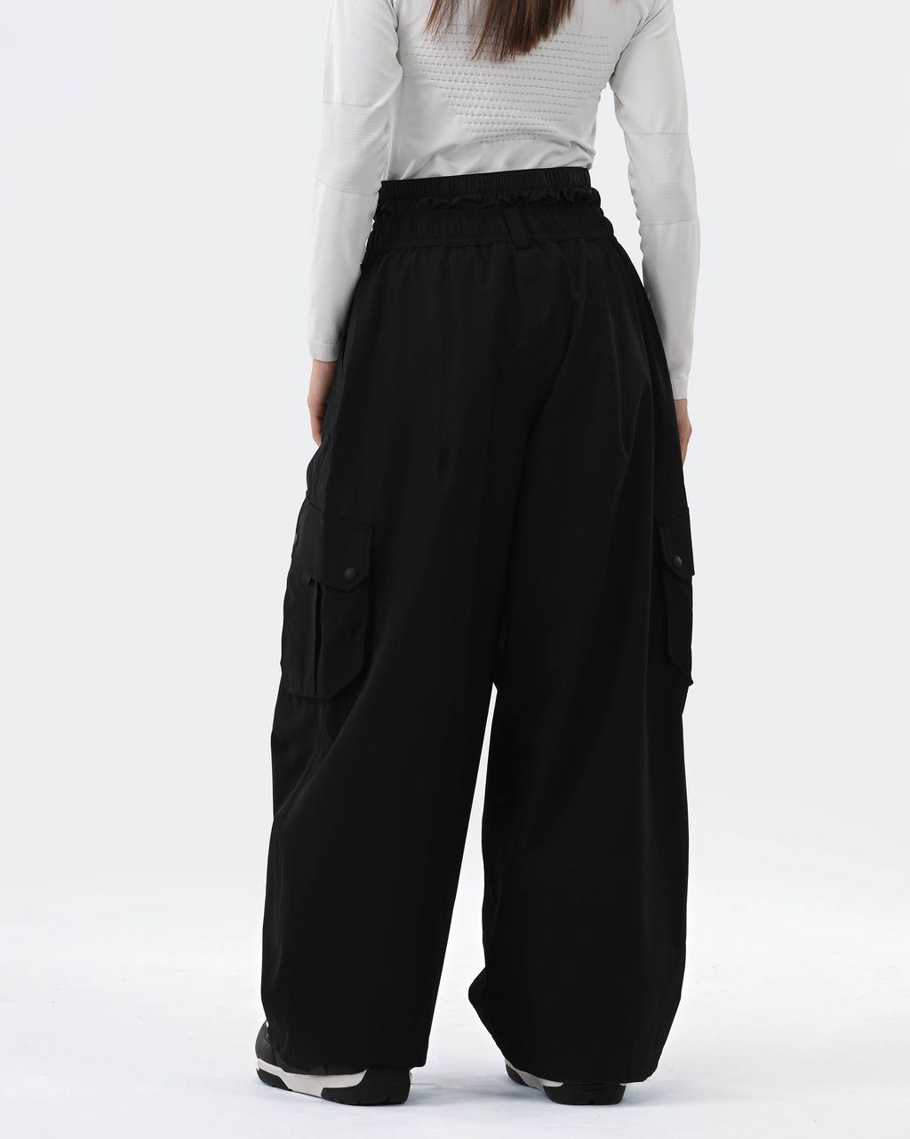 HIGH EXPERIENCE Baggy Ski Snowboard Pants Black - Back View
