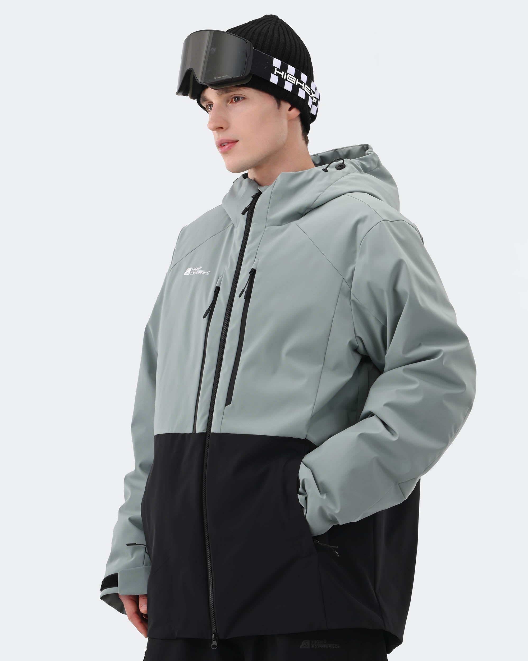 Pear Color baggy ski jacket side view showing windproof construction
