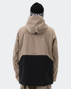 Light Khaki 3L waterproof snowboard jacket back view – men's baggy outerwear
