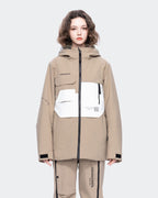 Women's ski jacket front view in Light Khaki – HIGH EXPERIENCE
