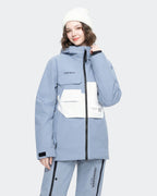 Black-Blue women's waterproof ski jacket front view – HIGH EXPERIENCE