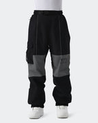 HIGH EXPERIENCE Women's Baggy Ski Pants Black Front View — Waterproof Snowboard Pants