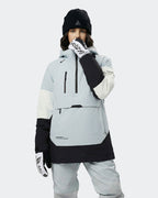 Women wearing Black-Blue ski hoodie pullover on mountain
