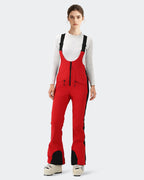 HIGH EXPERIENCE Women's Slim Fit Ski Bib Pants - Red - Front View