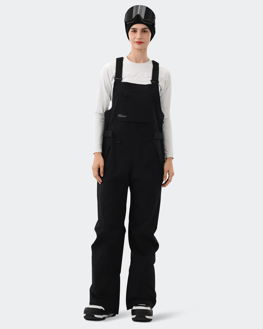 Black Women's Ski Bib Pants – Front View | High Experience