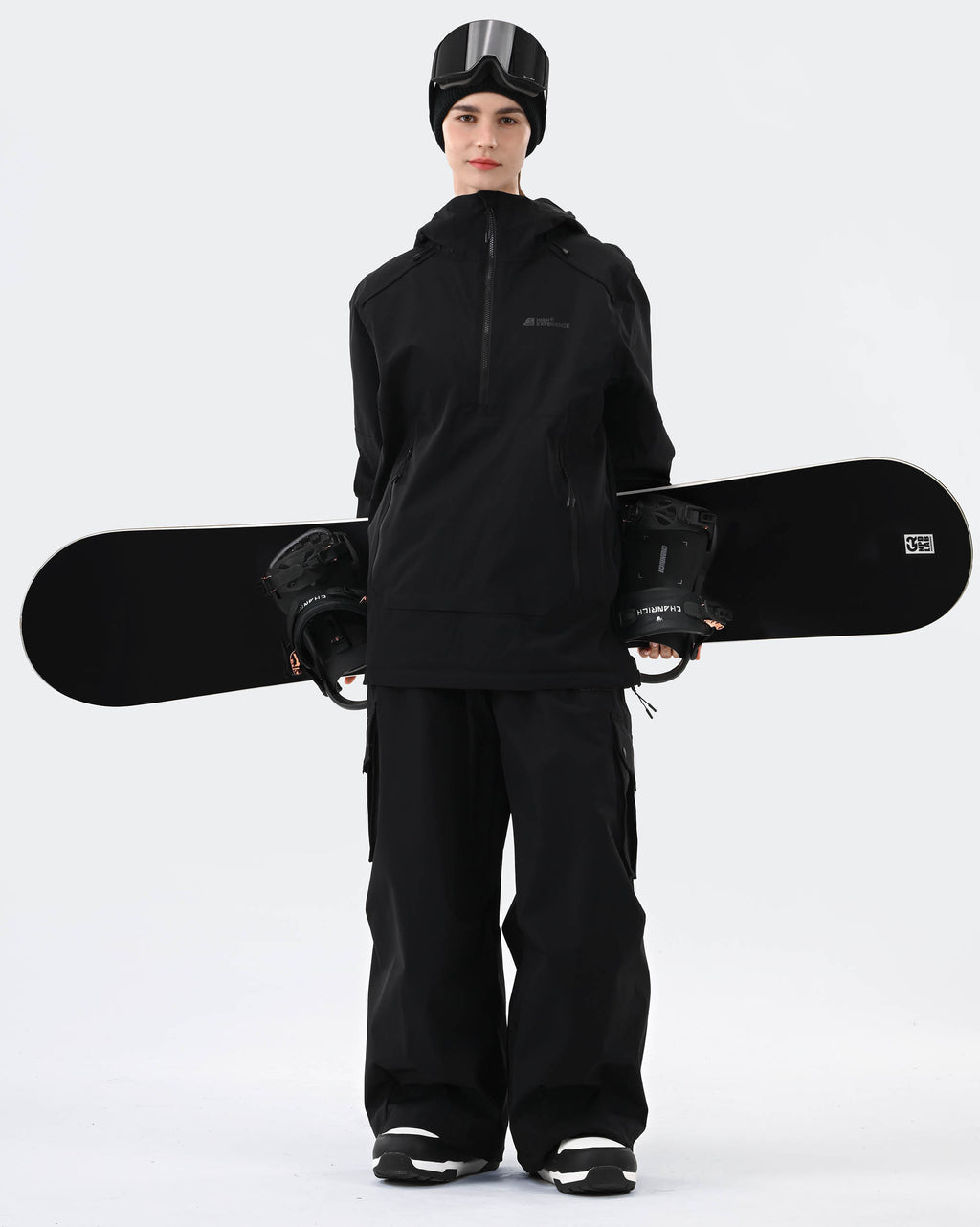 Women wearing Black 3L ski jacket with RECCO reflector on mountain
