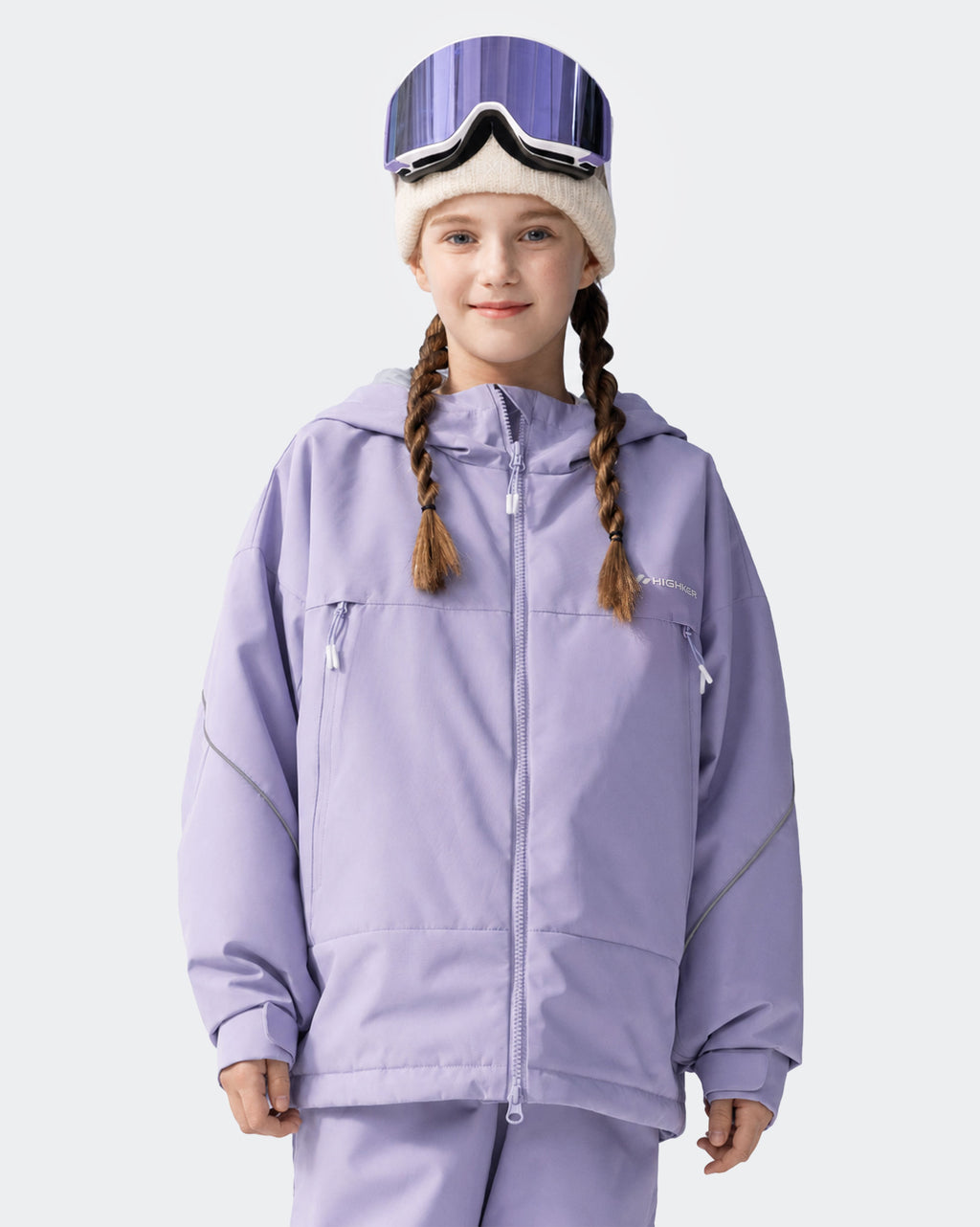 High Experience Kids Ski Jacket Lilac Purple - Graphene Thermal Waterproof Snow Coat for Boys Girls