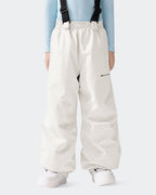 HIGH EXPERIENCE Kids Ski Pants - White Front View, Insulated Snowboard Trousers