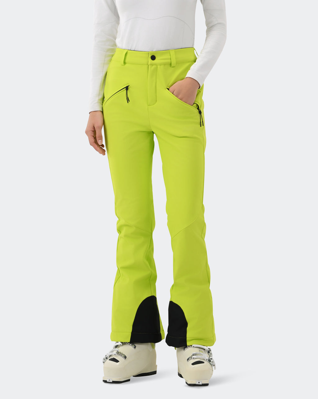 Green Women's Slim Fit Waterproof Ski Pants Fleece Lined | HIGH EXPERIENCE