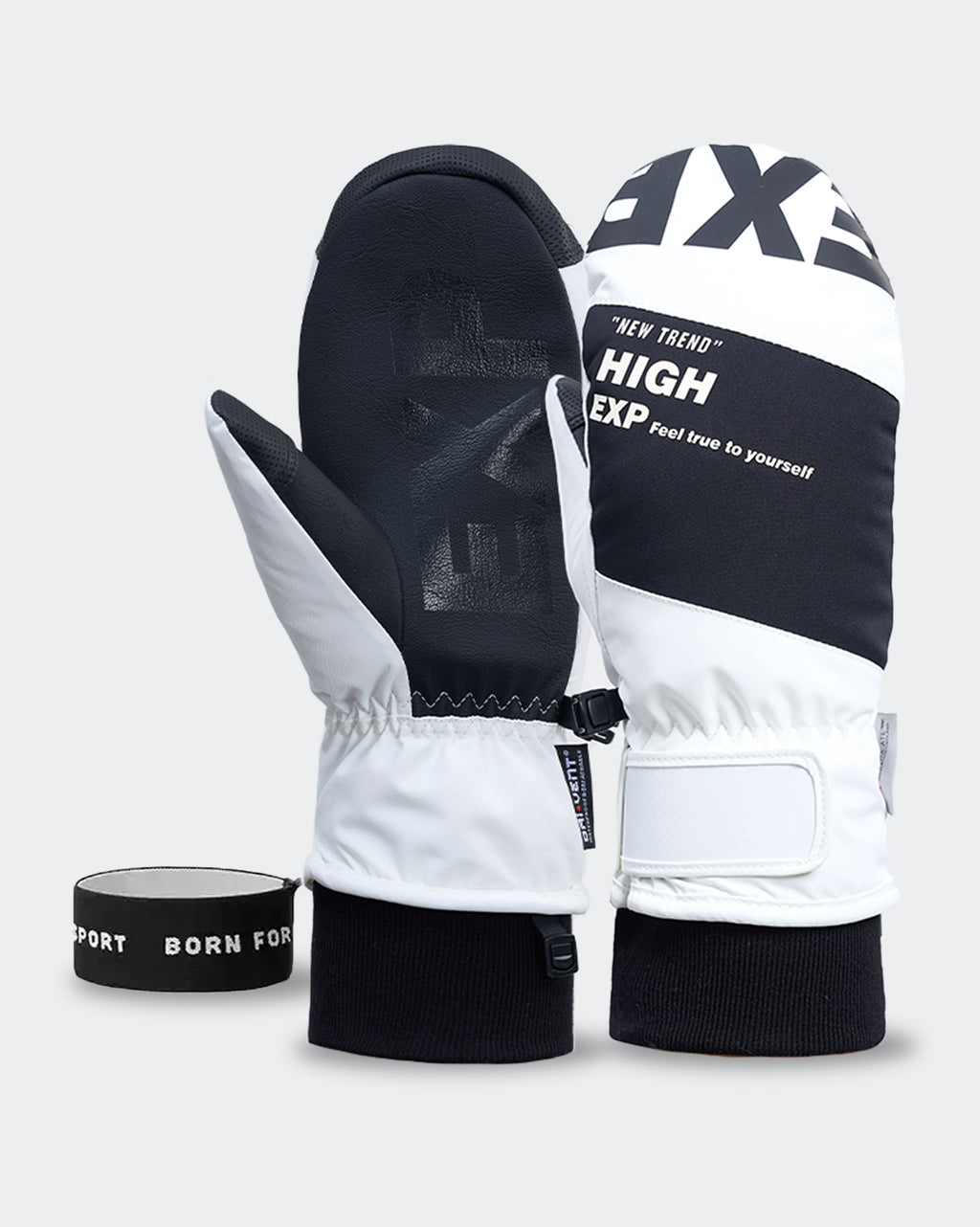 High Experience Black White Ski Gloves Product Detail - Anti-Slip TPU Palm Waterproof Winter Gloves