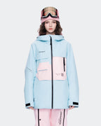 Women's waterproof ski jacket front view in Blue – HIGH EXPERIENCE
