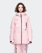 Women's ski jacket front view in Pink Gradient – HIGH EXPERIENCE
