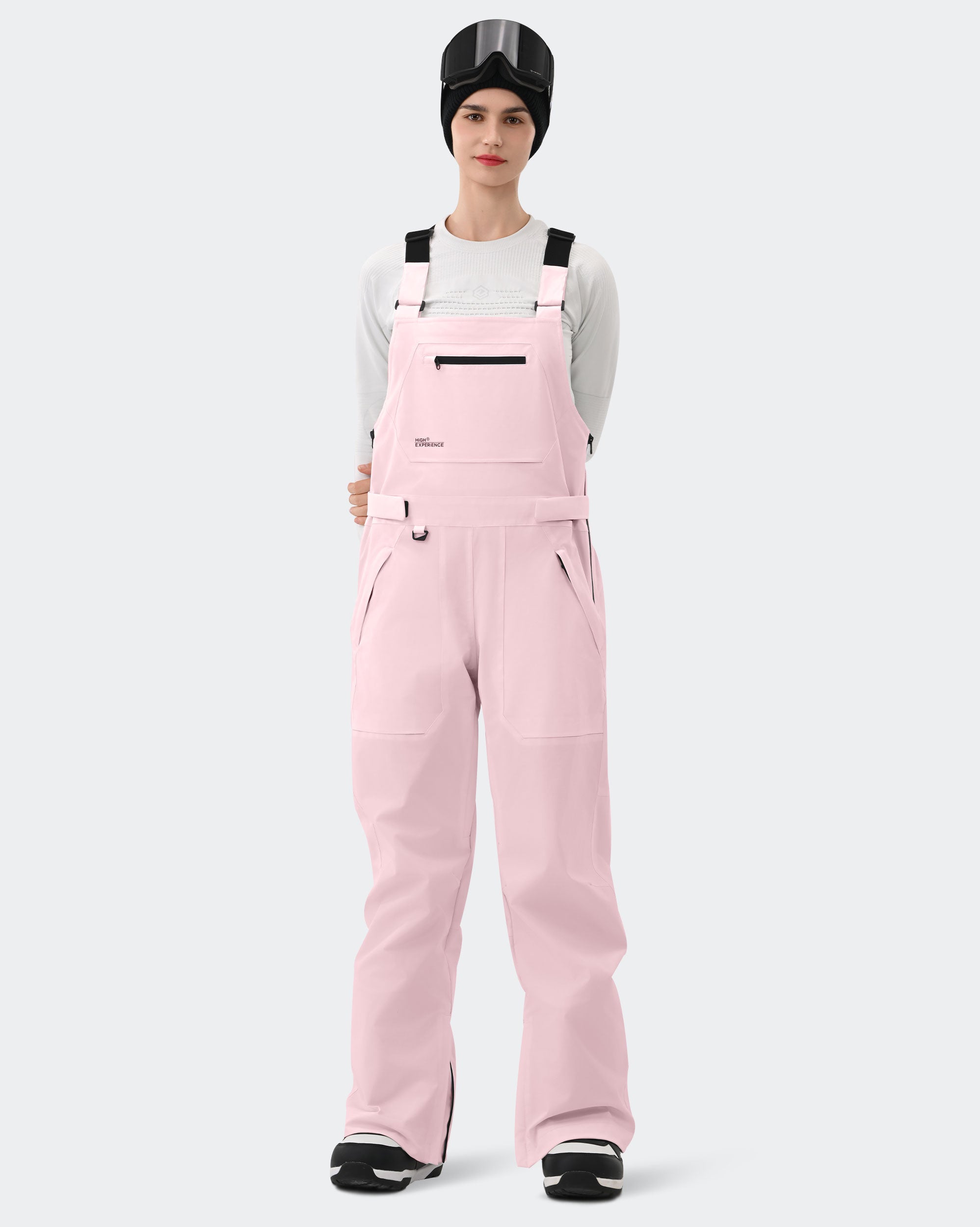 Pink Women's Ski Bib Pants – Front View | High Experience