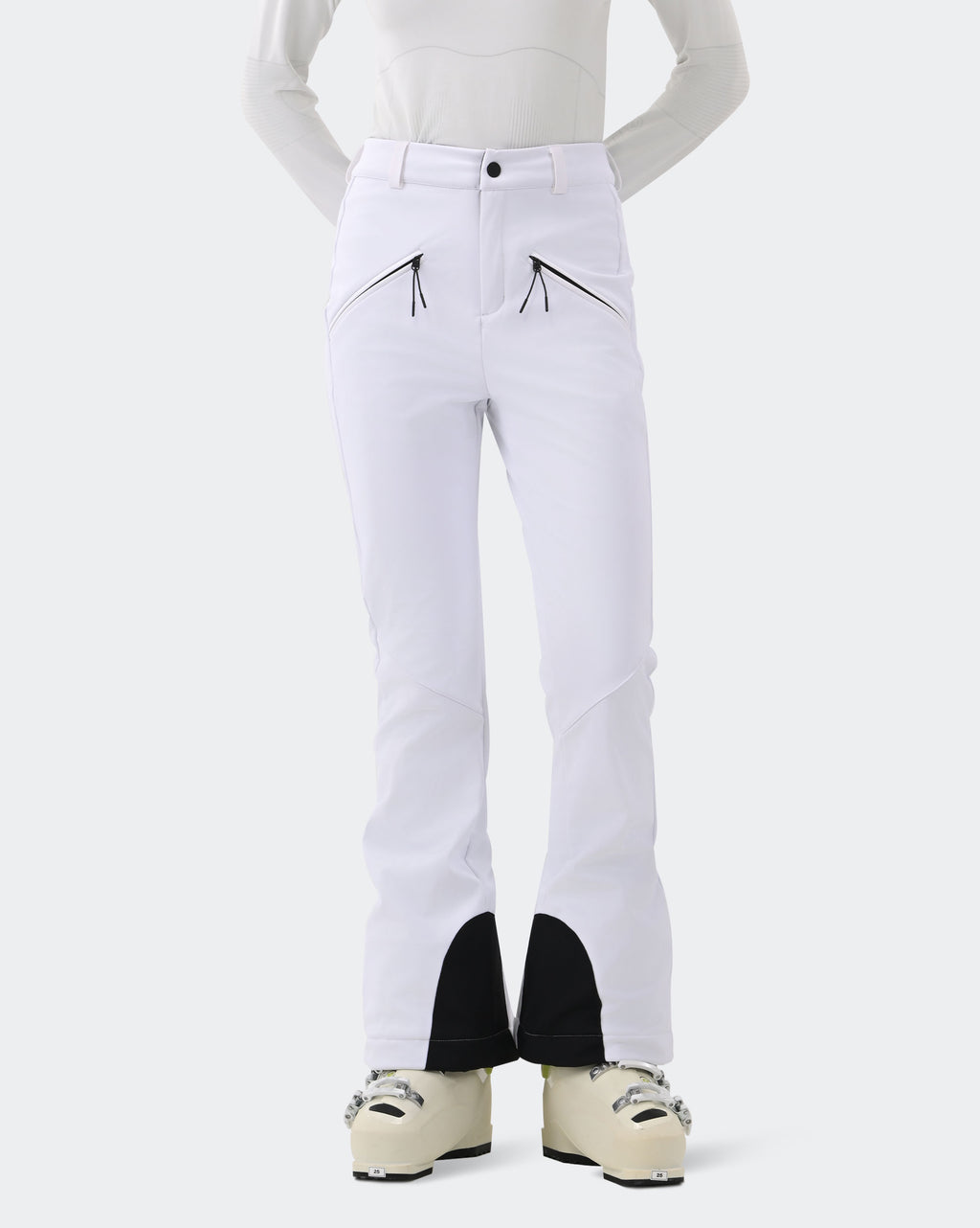 White Women's Slim Fit Waterproof Ski Pants Fleece Lined | HIGH EXPERIENCE