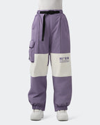 HIGH EXPERIENCE Women's Baggy Ski Pants Purple Front View — Waterproof Snowboard Pants
