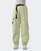 HIGH EXPERIENCE Women's Baggy Ski Pants Olive Green Front View — Waterproof Snowboard Pants