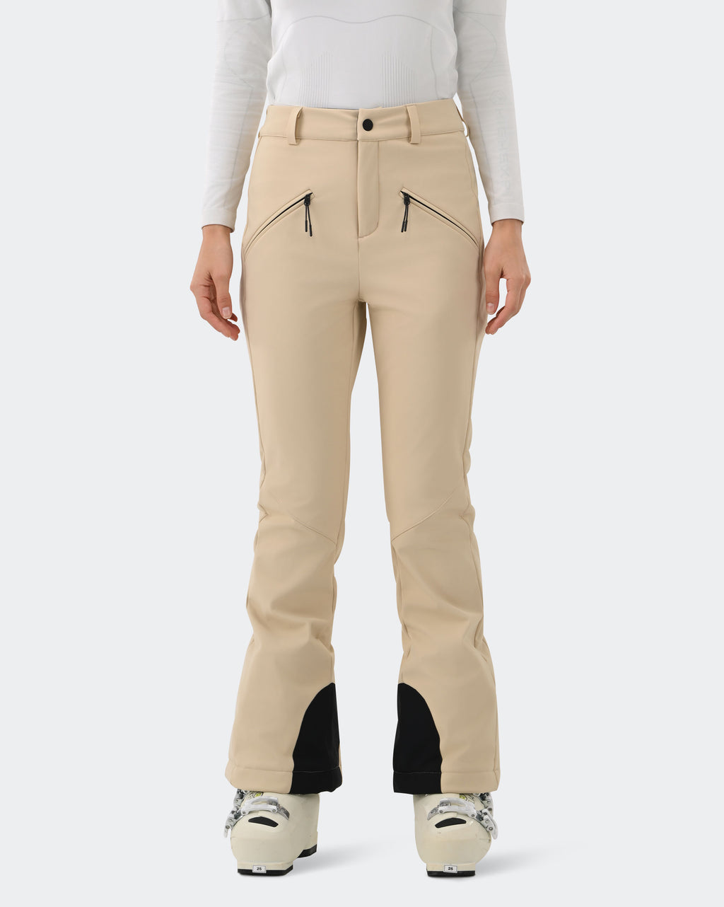 Khaki Women's Slim Fit Waterproof Ski Pants Fleece Lined | HIGH EXPERIENCE
