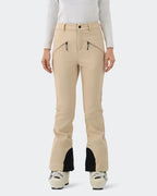 Khaki Women's Slim Fit Waterproof Ski Pants Fleece Lined | HIGH EXPERIENCE