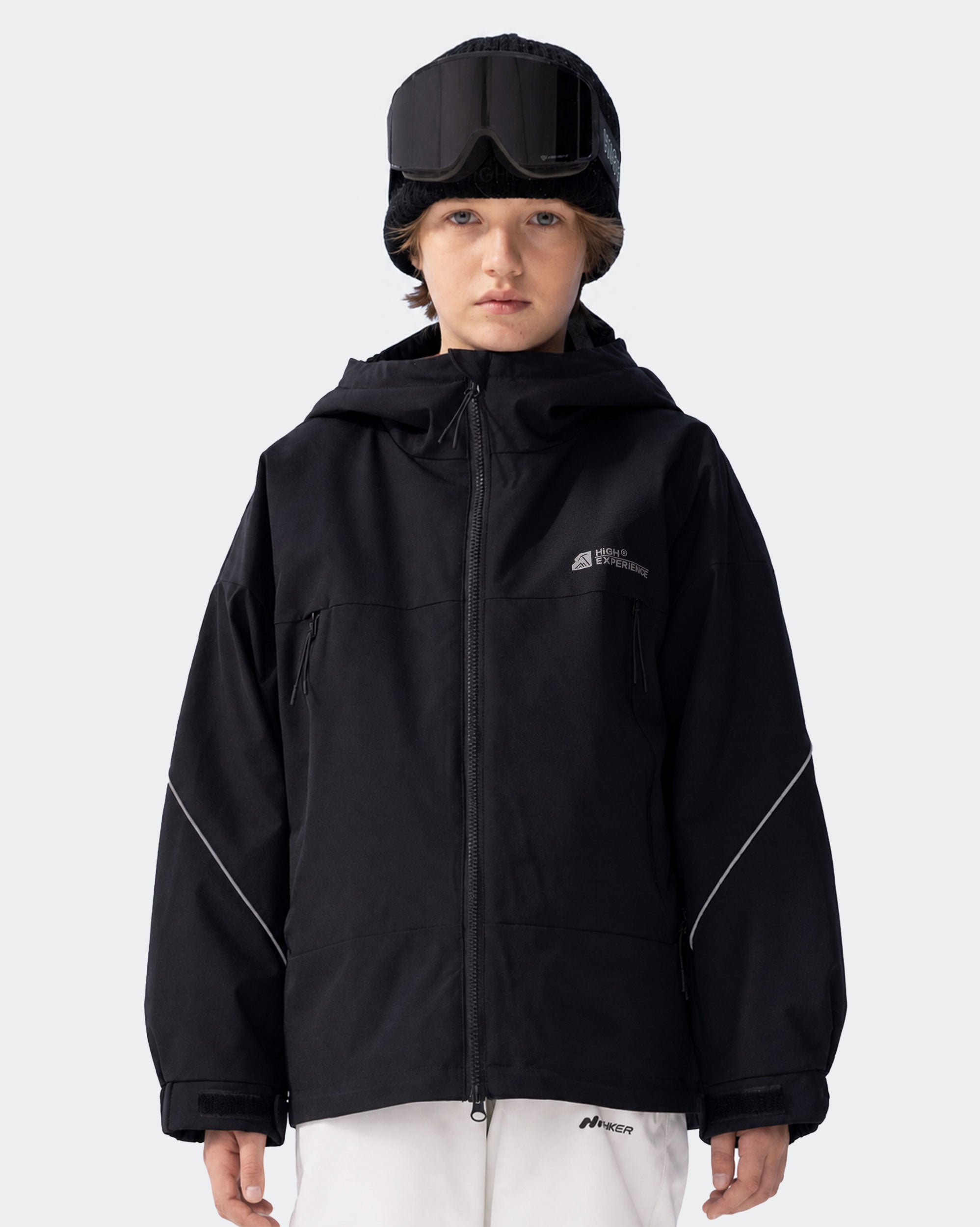 High Experience Kids Ski Jacket Black - Graphene Thermal Waterproof Snow Coat for Boys Girls