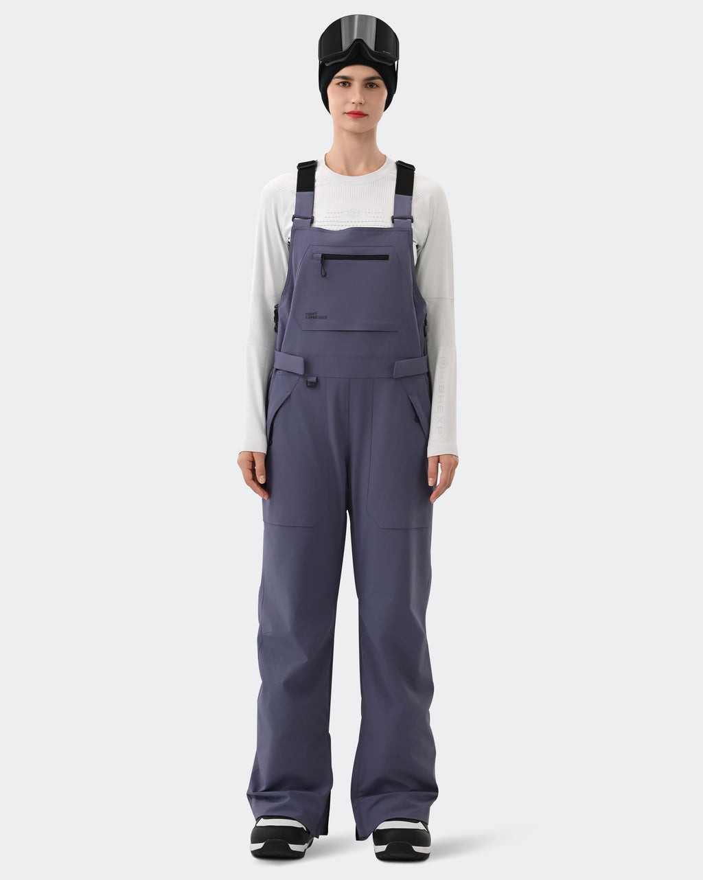 Purple Women's Ski Bib Pants – Front View | High Experience