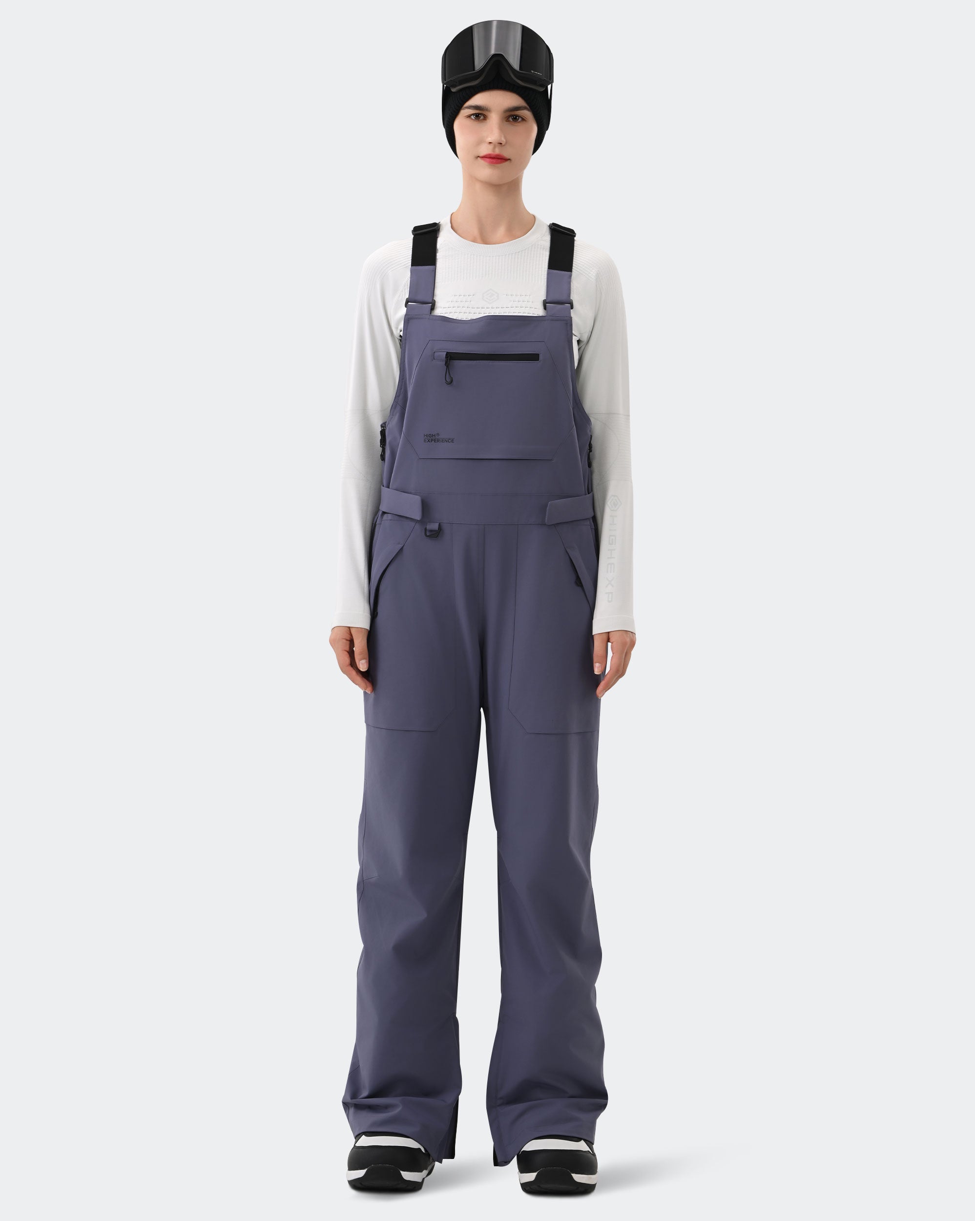 Purple Women's Ski Bib Pants – Front View | High Experience