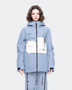 Women's waterproof ski jacket front view in Black-Blue – HIGH EXPERIENCE
