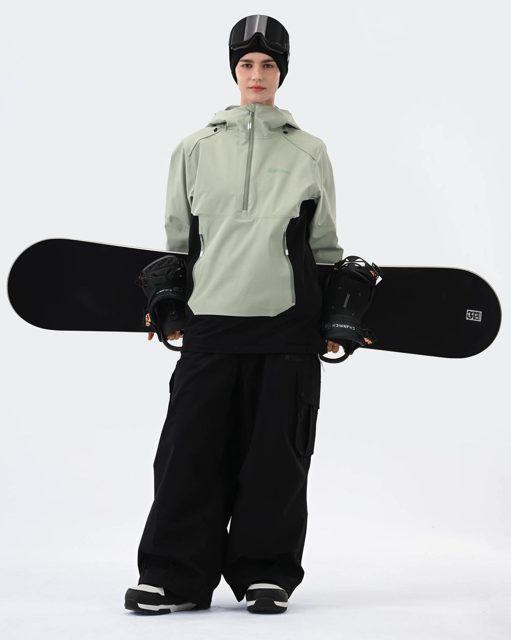 Women wearing Light Green 3L ski jacket with RECCO reflector winter outdoor shot
