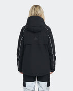 Women's baggy ski jacket back view in Black – HIGH EXPERIENCE
