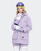 High Experience Light Purple Ski Gloves Front View - 3M Thinsulate Waterproof Touchscreen Snow Gloves