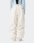 HIGH EXPERIENCE Kids Ski Pants - White, Waterproof Suspender Snow Pants for Boys Girls