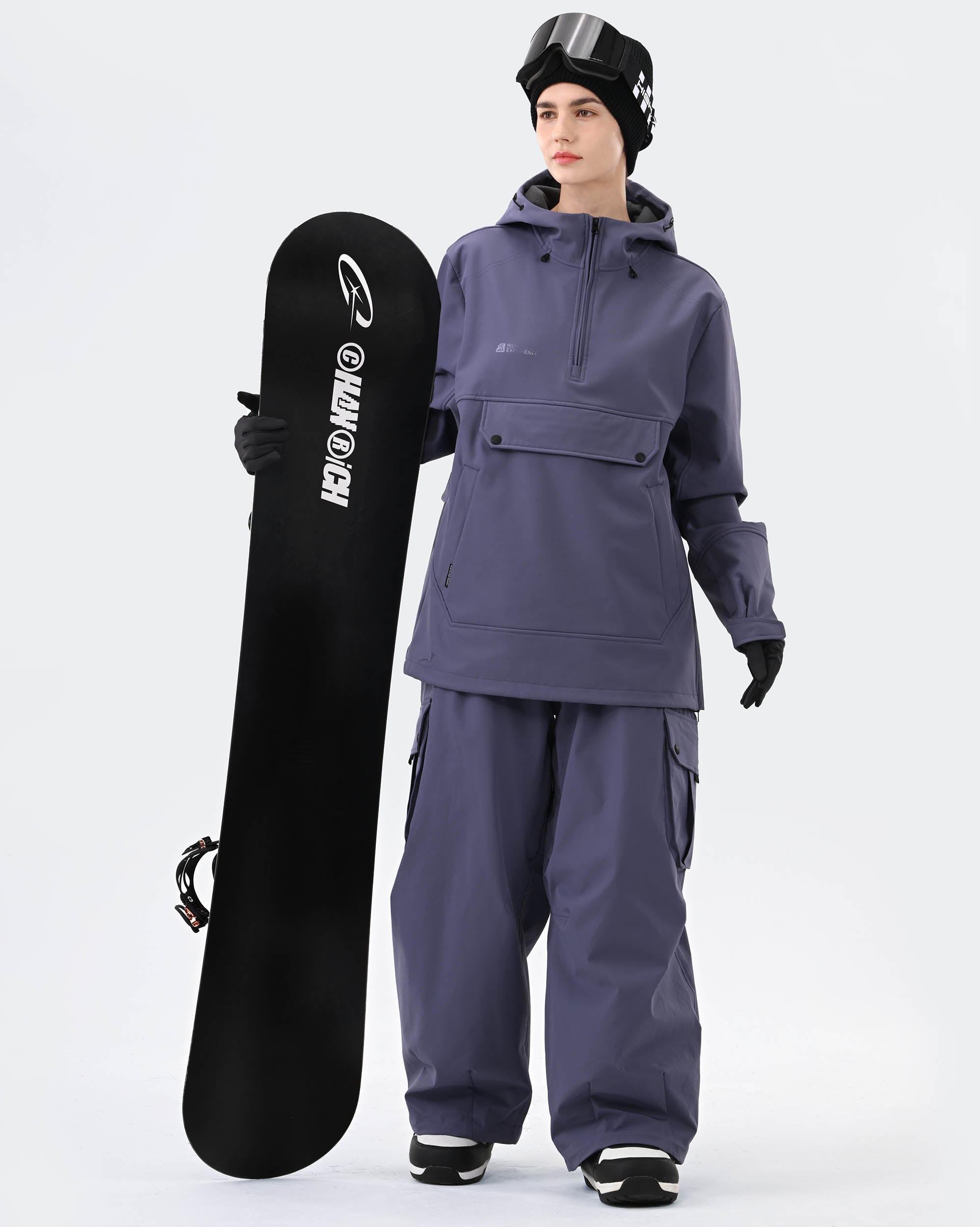 HIGH EXPERIENCE women's fleece lined ski hoodie pullover – Black Gray Pink Purple colorways
